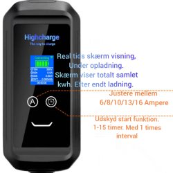 Highcharge lader m. app ip66 og ip 67 stik m. ac 30ma DC 6ma