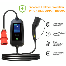 Highcharge 11kw lader IP65 -med ac 30ma DC 6ma beskyttelse