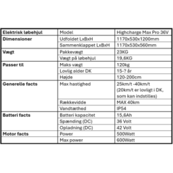 Highcharge Max pro 36V el lbehjul